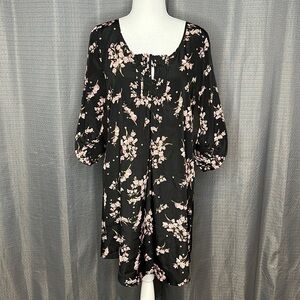 LC LAUREN CONRAD SIZE 4 SHEATH PINK AND BLACK FLORAL DRESS